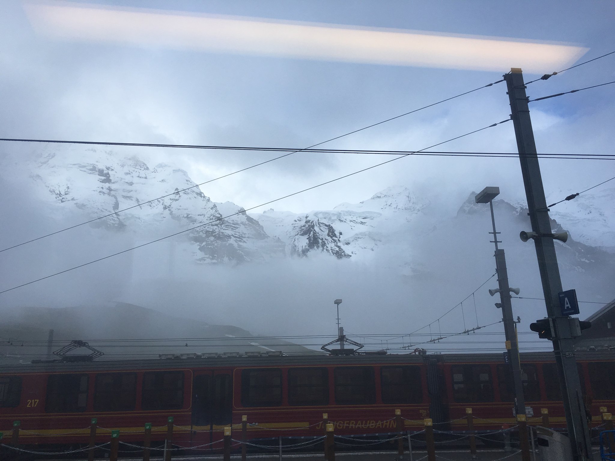 Trains at the base of Jungfrau